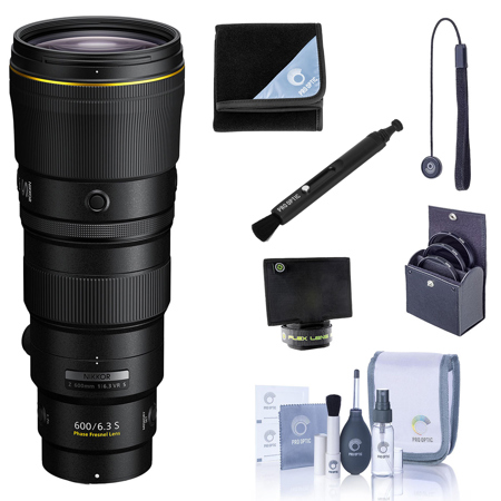 Nikon NIKKOR Z 600mm f/6.3 VR S Lens, Bundle with Lens Wrap, 95mm Filter Kit, Lens Shade, Lens Cleaner, Cleaning Kit and Lens Cap Tether