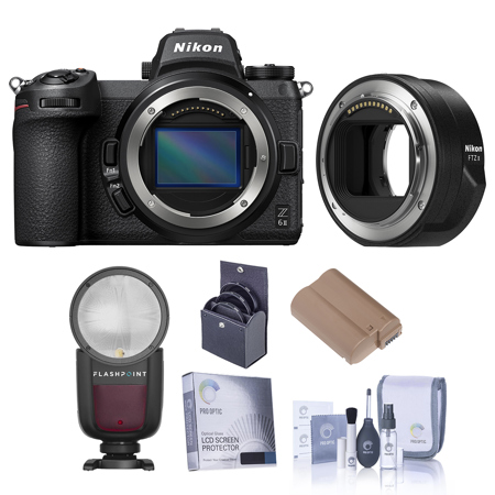 Nikon Z 6II Mirrorless Camera with Mount Adapter FTZ II,Camera Bundle Prepaid Subscription,Lithium-Ion Battery Pack,Glass Screen Protector for the Nikon Z7, Complete Optics Care and Cleaning Kit