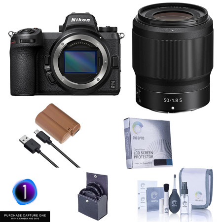 Nikon Z 6II Mirrorless Camera with 1.8 S Lens,Camera Bundle Prepaid Subscription, Lithium-Ion Battery Pack,Filter Kit with UV,Glass Screen Protector for the NikonZ7,Complete Optics Care and Cleaning Kit