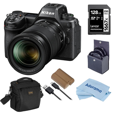 Nikon Z6III Mirrorless Camera with NIKKOR Z 24-70mm f/4 S Lens, Bundle with Filter Kit, 128GB Memory Card, Battery, Bag, Cleaning Cloth