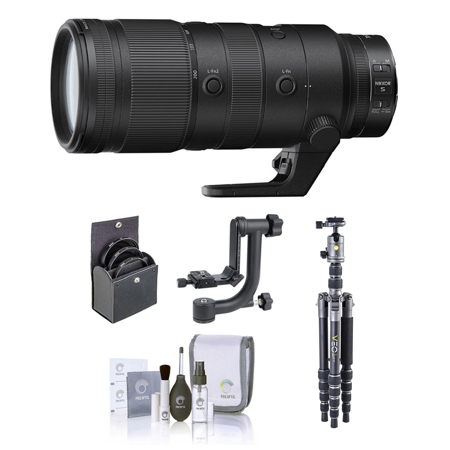 Nikon NIKKOR Z 70-200mm f/2.8 VR S Lens for Nikon Z, Bundle with 3Pod TREK Series Travel Tripod and Ball Head, Gimbal Tripod Head, 77mm Filter Kit, Cleaning Kit