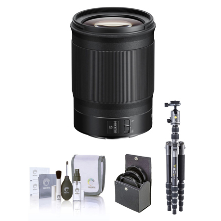 Nikon NIKKOR Z 85mm f/1.8 S Lens for Nikon Z, Bundle with Vanguard VEO 3 GO 204CP Carbon Fiber Tripod/Monopod with Pan Head, 67mm Filter Kit, Cleaning Kit