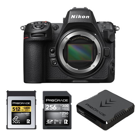 Nikon Z8 Mirrorless Camera, Bundle with 512GB CFexpress Memory Card, 256GB SDXC Memory Card and Dual-Slot Card Reader