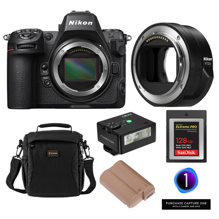 Nikon Z8 Mirrorless Camera, Bundle with FTZ II Mount Adapter, Alpine 140 Bag, 128GB Memory Card, EN-EL15c Battery Pack, Capture One Pro Camera Bundle Prepaid Subscription, iM30 Mini Flash
