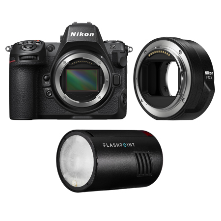 Nikon Z8 Mirrorless Camera, Bundle with FTZ II Mount Adapter and XPLOR 100 Pro TTL R2 Battery-Powered Monolight