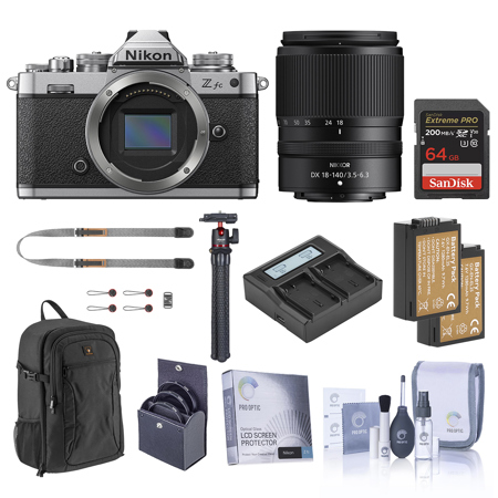 Nikon Z fc DX-Format Camera, Silver, w/18-140mm f/3.5-6.3 VR Lens,w/Complete Kit