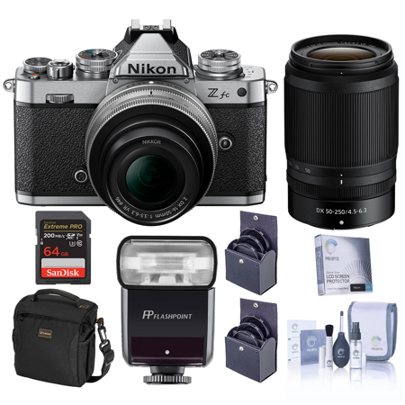 Nikon Z fc DX Camera with 16-50mm Lens, Silver & 50-250mm Lens & Accessory Kit
