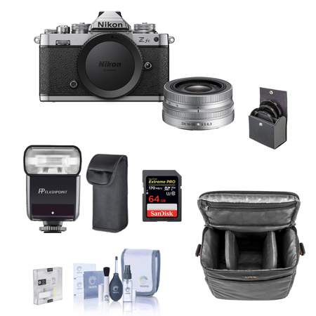 Nikon Z fc Mirrorless Camera w/DX 16-50mm Lens, Silver, Bundle w/Accessory  Kit