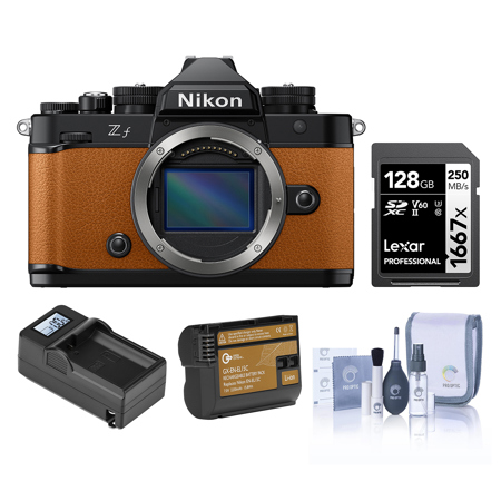 Nikon Z f Mirrorless Camera, Orange, Bundle with 128GB Memory Card, EN-EL15c Battery, Smart Charger Plate, Charger Base, Cleaning Kit