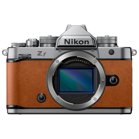 Nikon Z f Mirrorless Camera, Silver/Cognac Brown
