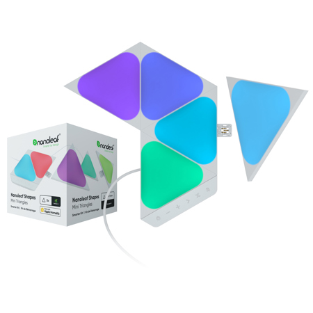 Nanoleaf Shapes Mini Triangles Smarter Kit, 5x Triangle Light Panels, 20 Lumens