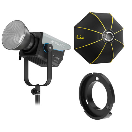 NanLite FC-500C 500W RGBW COB LED Video Spotlight, Bundle with ParaSnap 36" Octa NewGen Softbox and OTA-F1 Adapter
