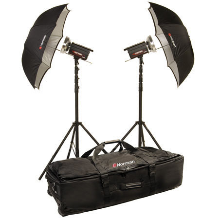 Norman 2 Light Travel Kit with 2 ML600 Monolights, Umbrellas, Stands & Case