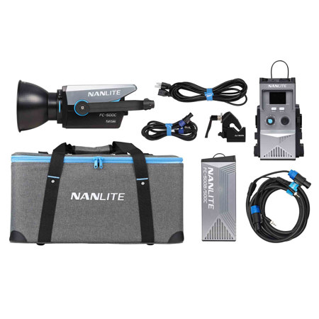 NanLite FC-500C 500W RGBW COB LED Video Spotlight with FC PowerController Kit