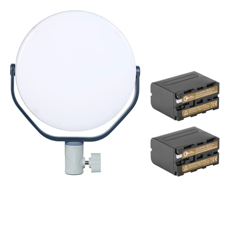 NanLite miro 30C 30W RGBW LED Round Panel Light, w/2x NP-F970 Li-Ion Battery