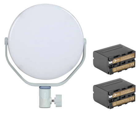NanLite miro 30C 30W RGBW LED Round Panel Light, w/2x NP-F970 Li-Ion Battery
