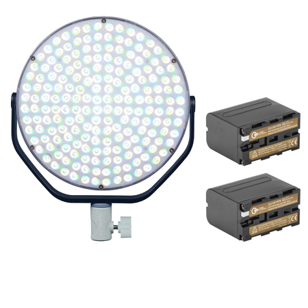 NanLite miro 60C 60W RGBW LED Round Panel Light, w/2x NP-F970 Li-Ion Battery