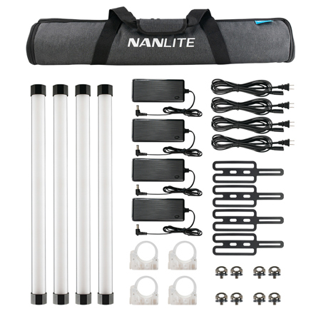 NanLite PavoTube II 15X 2' 18W RGBWW LED Pixel Tube 4-Light Kit, 2700K-12000K