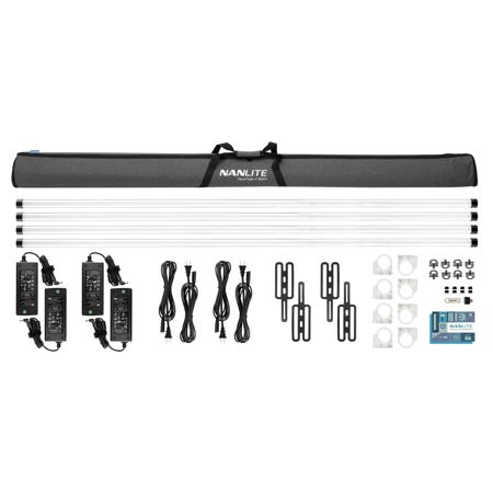 NanLite PavoTube II 60XR 8' 106W RGBWW LED Pixel Tube 4-Light Kit, Built-In CRMX