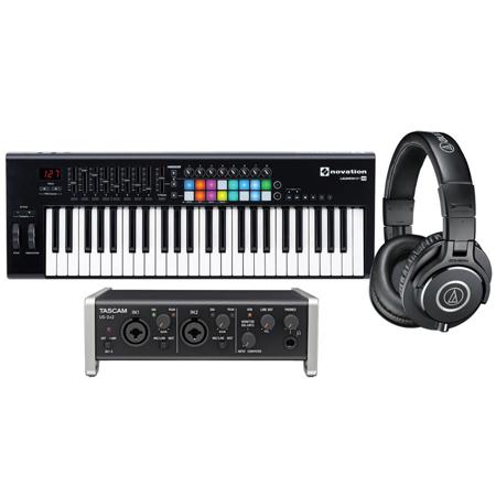 Novation Launchkey 49 MK2 49-Key Controller W/AT ATH-M40x Headphones/TASCAM US22