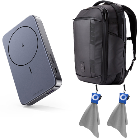 Nomatic Peter McKinnon 35L Camera Backpack, Black, Bundle with UGREEN 10000mAh 15W Magnetic Wireless Power Bank, Micro-Fiber Cleaning Cloth