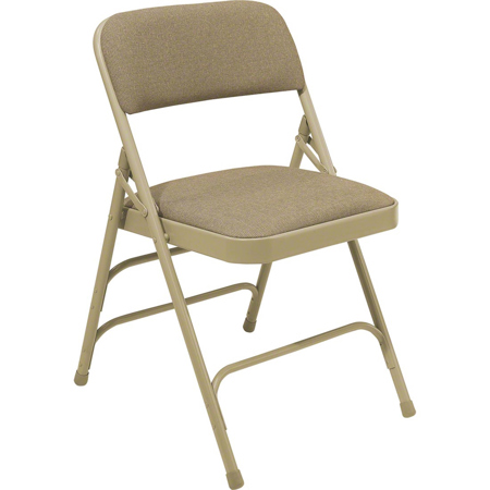 National Public Seating 2301 Fabric Triple Brace Folding Chair, Cafe Beige/Beige
