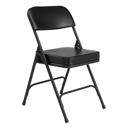 National Public Seating 3210 2" Vinyl Folding Chair, Black/Black