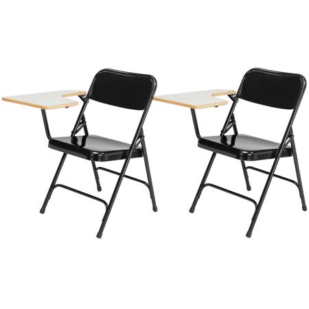 National Public Seating 2x 5210R Tablet Arm Folding Chair, Right Arm,Black/Black