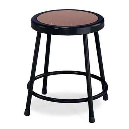 National Public Seating 6200 Series 18" Heavy Duty Steel Stool, Masonite Wood Seat, Black Frame