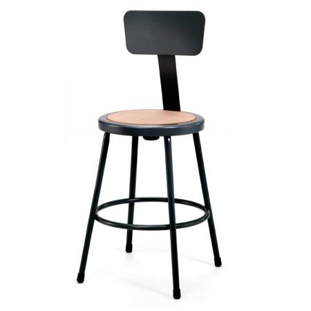National Public Seating 6200 24" Heavy Duty Stool, Backrest, Masonite Wood,Black