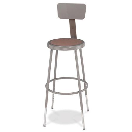 National Public Seating 6200 25"-33" Height Adjustable Stool, Backrest, Gray
