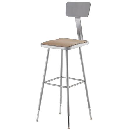 National Public Seating 6300 32"-39" Height Adjustable Stool, Backrest,Gray