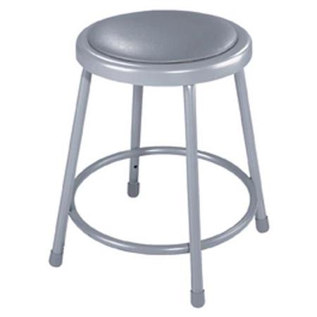 National Public Seating 6400 18" Heavy Duty Vinyl Padded Stool,Gray Seat & Frame