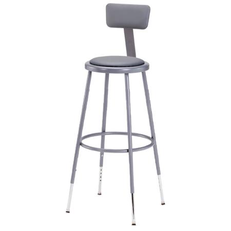 National Public Seating 6400 25"-33" Height Adjustable Stool, Backrest, Gray