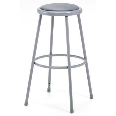 National Public Seating 6400 30" Vinyl Padded Steel Stool, Gray Seat/Frame