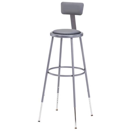 National Public Seating 6400 32"-39" Height Adjustable Stool, Backrest, Gray