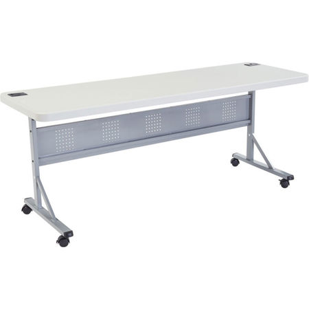 National Public Seating BPFT-2472 24x72" Flip-N-Store Training Table, Supports 700 Lbs, Speckled Gray Surface, Gray Frame