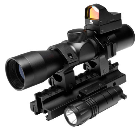 NcSTAR 4x30 Tactical Triple Threat Combo Riflescope, P4 Sniper Reticle