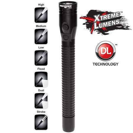 Nightstick NSR-9744XLDC Xtreme Lumens Dual-Light Metal Full-Size Multi-Function Rechargeable LED Flashlight with Lithium-Ion Battery and DC Power Supply, 650 High Lumens, IP-X7 Waterproof