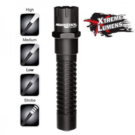 Nightstick TAC-560XLDC Metal Multi-Function Tactical Rechargeable LED Flashlight with Lithium-Ion Battery and DC Power Supply, 800 High Lumens, IP-X7 Waterproof