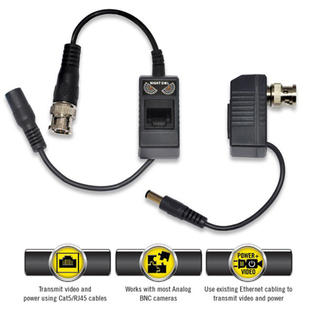 Night Owl Passive Video Balun Converter for Security CCTV Systems, Pair