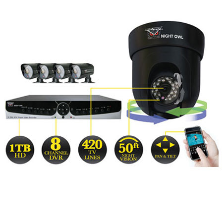 Night Owl 8 Channel Smart DVR, 4 x 600 TVL Cameras