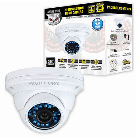 Night Owl Hi-Resolution 900 TVL 1MP Security Dome Camera, White