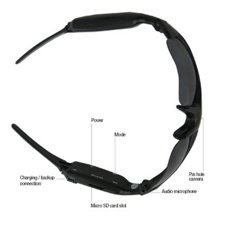 Night Owl Covert Video Sunglasses with 4GB microSD Card