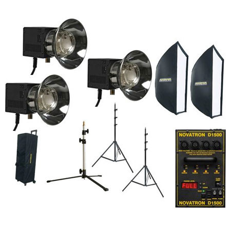 Novatron D1500 3 Head & Pwr Pk Kit, 1500w/s, w/case