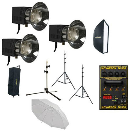 Novatron D1500 3 Fan-Cooled Kit with Case/Umbrella/Box