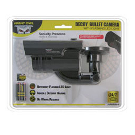 Night Owl Dummy Decoy Bullet Camera with Flashing Red LED Light