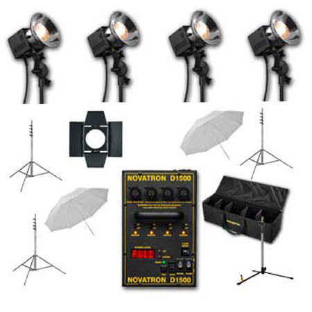 Novatron Dig Studio Kit D1500 w/4 Fan Cooled Hds, Case