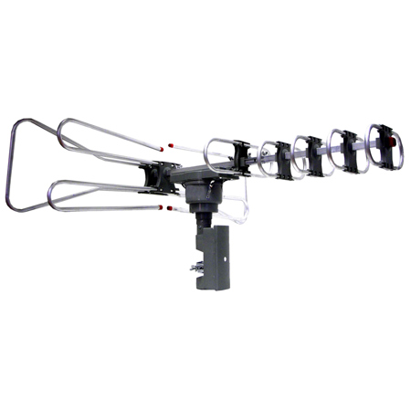 Naxa NAA-350 High Powered Amplified Motorized Outdoor Antenna, Silver
