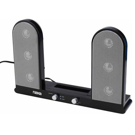 Naxa NAS-3001 Desktop Speaker System, Black/Silver